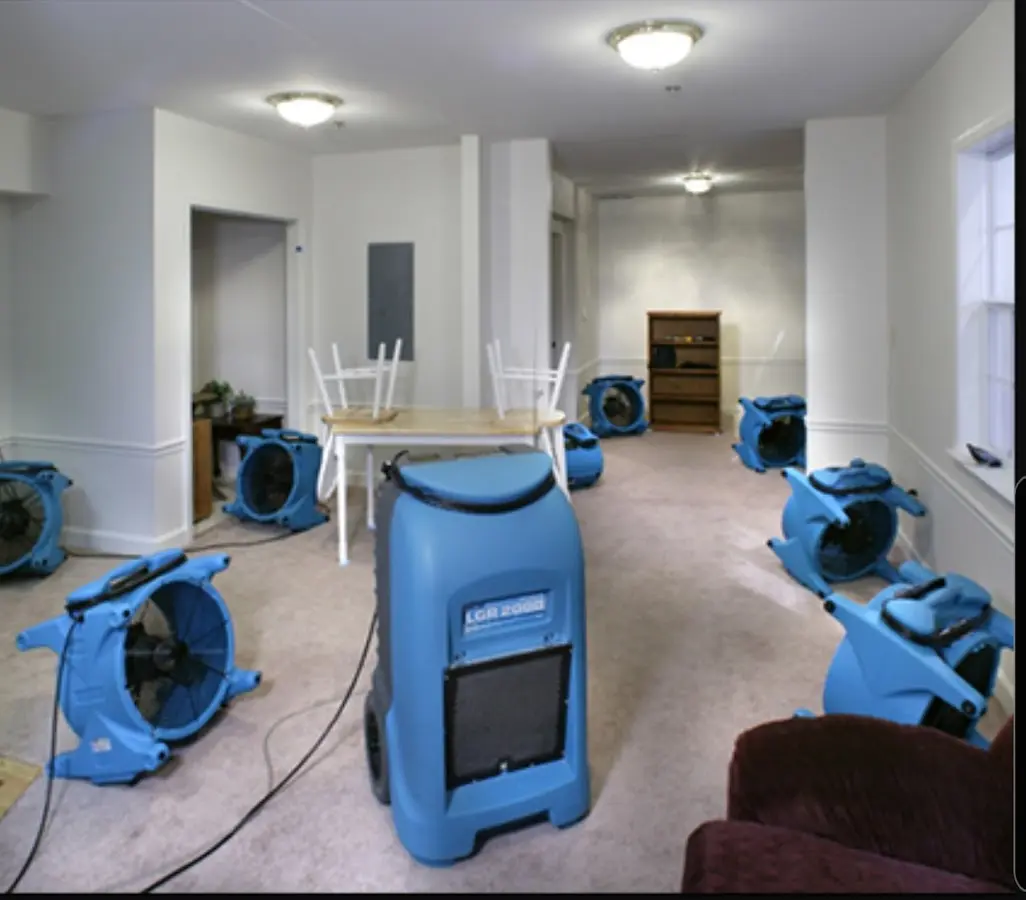 Air movers and dehumidifier setup for Water Extraction & Removal in Maple Heights