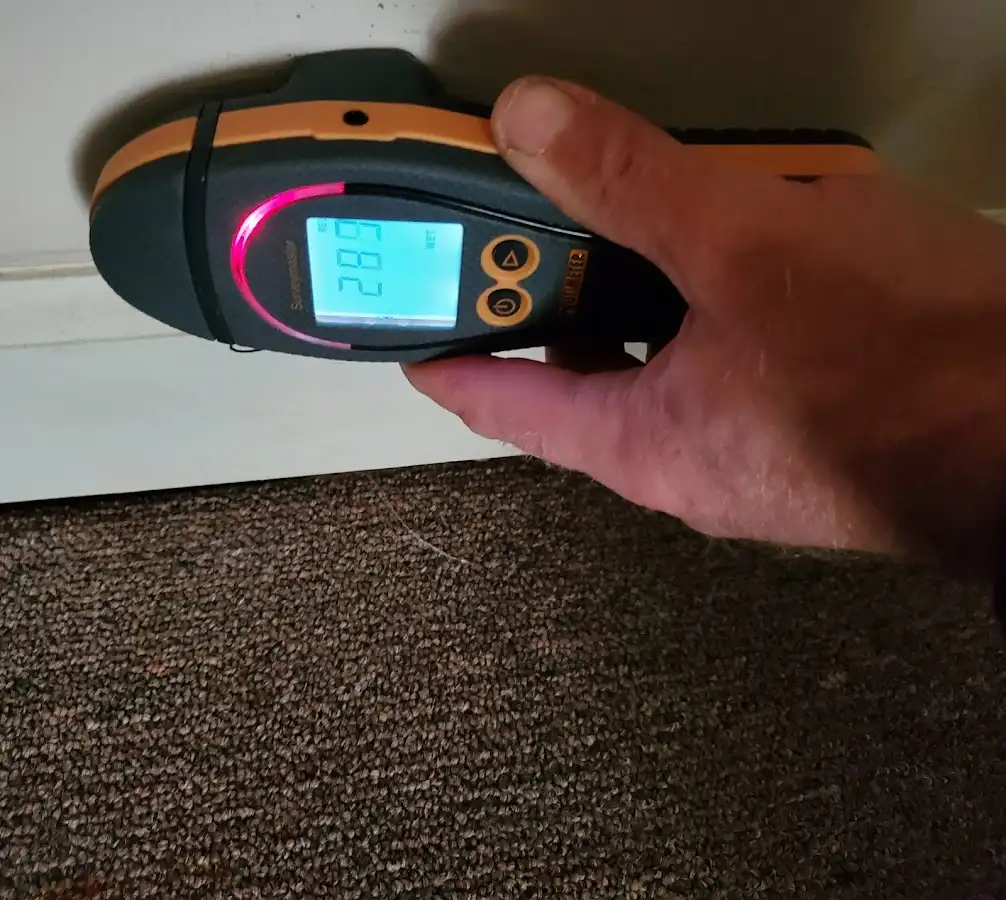 Moisture detection at baseboard during Sewage Cleanup & Sanitation in Maple Heights